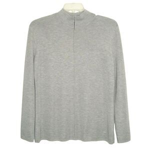 A-K-R-I-S- Womens Cashmere Silk Blend Mock Neck Sweater w/Sheer Stripe L/XL